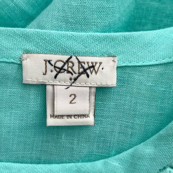 J.Crew Linen Lace Short Sleeve Tee Top in Mint Green, Size 2 - Picture 3 of 9